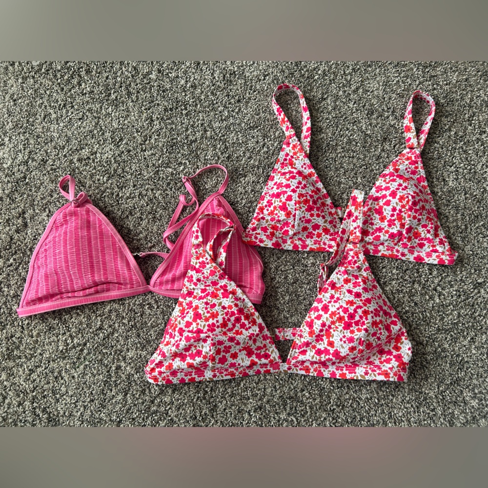 set of 3 pink bikini tops